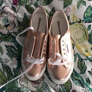 Shiny rose gold sneakers